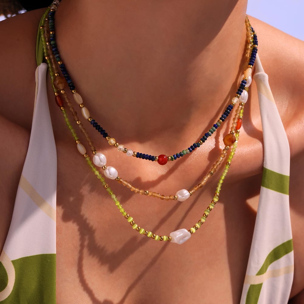 1 Piece Classic Series Elegant Beads Natural Stones Women's Beaded Necklaces h5Picture5