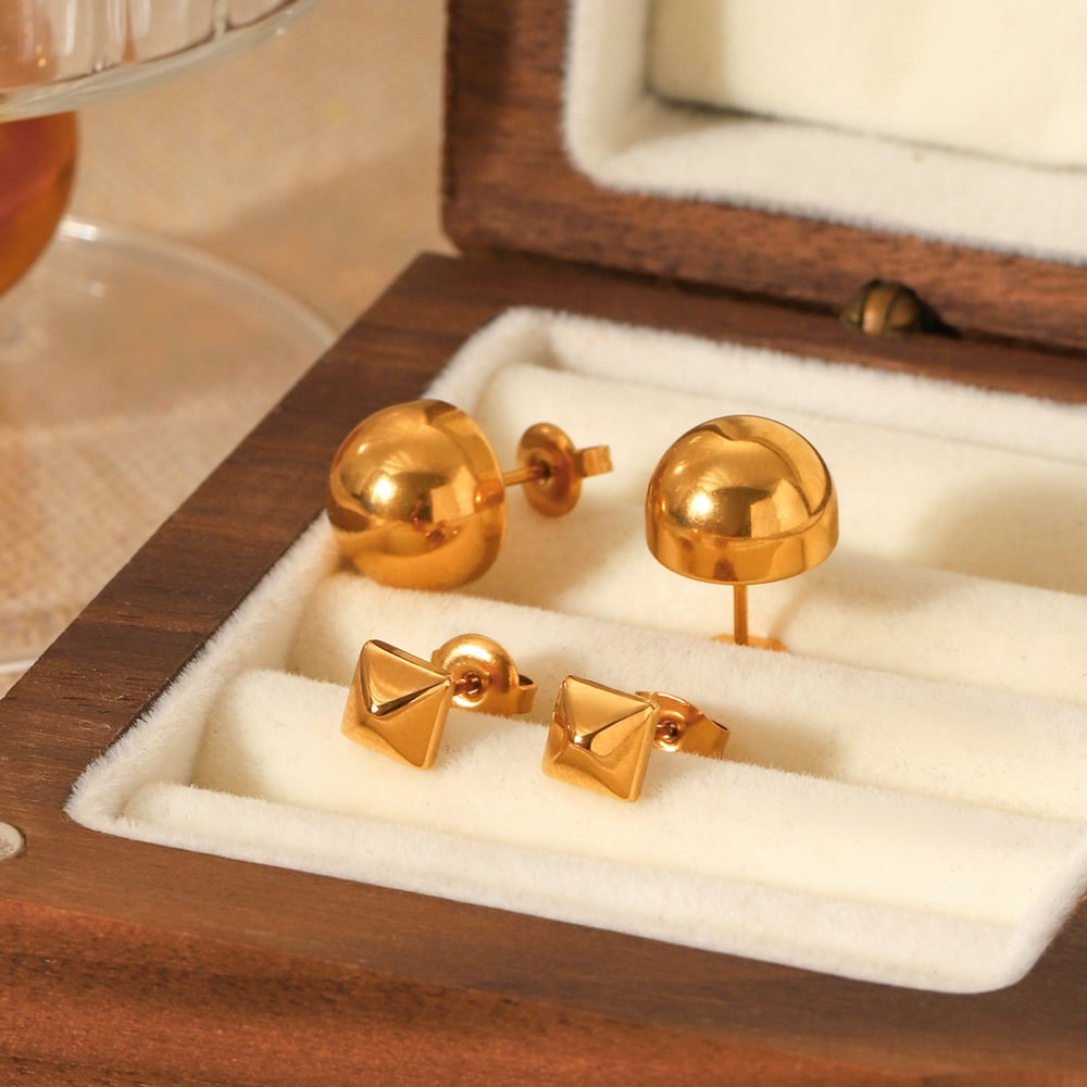1 Pair Simple Irregular Shape Stainless Steel Gold Color Women's Stud Earrings h5Picture5