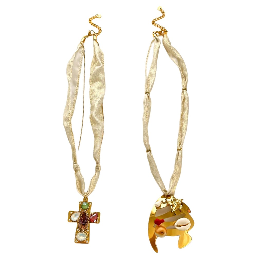 1 Piece Cross Fish Stainless Steel Gold Color Pendant Necklace h5Picture6