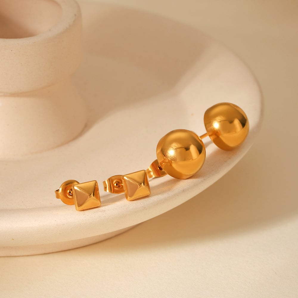 1 Pair Simple Irregular Shape Stainless Steel Gold Color Women's Stud Earrings h5Picture6