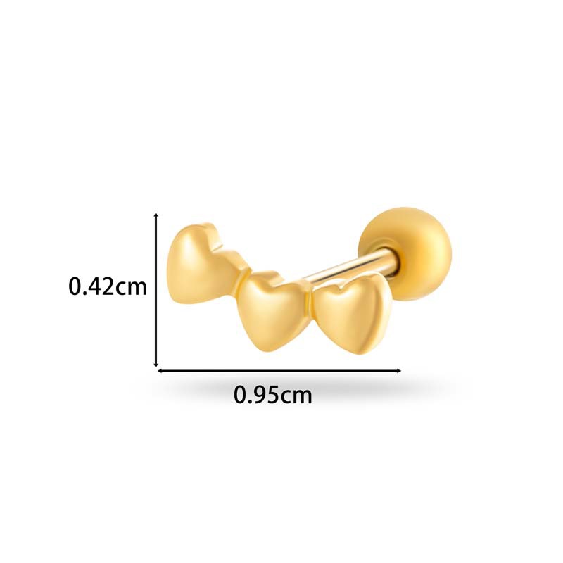 1 Piece Flower Heart Copper Gold Color Zircon Piercing Earring Picture2