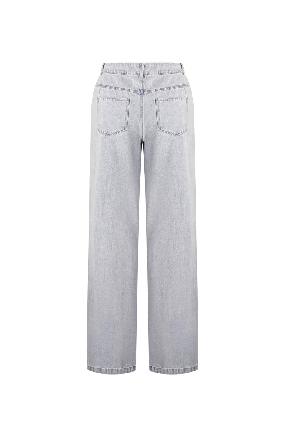 Pantalon en Coton Mélangé Décontracté Droit Bleu Indigo Clair h5Image8