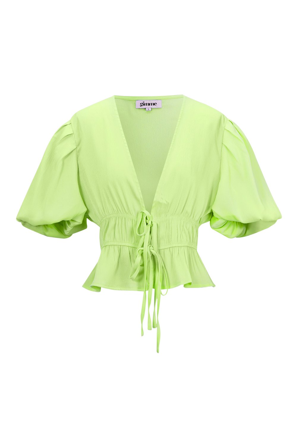 Polyester Femme Haut Manches Courtes Manches Ballon Ceinture à Lacets