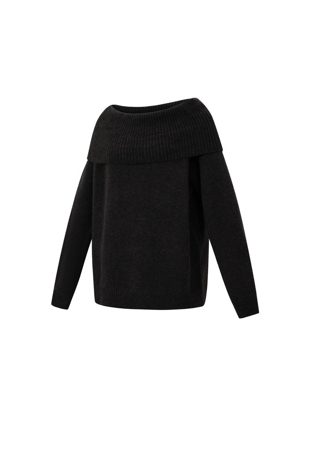 Knitted Polyester Fiber Women's Off-Shoulder Sweater Elegant Solid Color Picture2