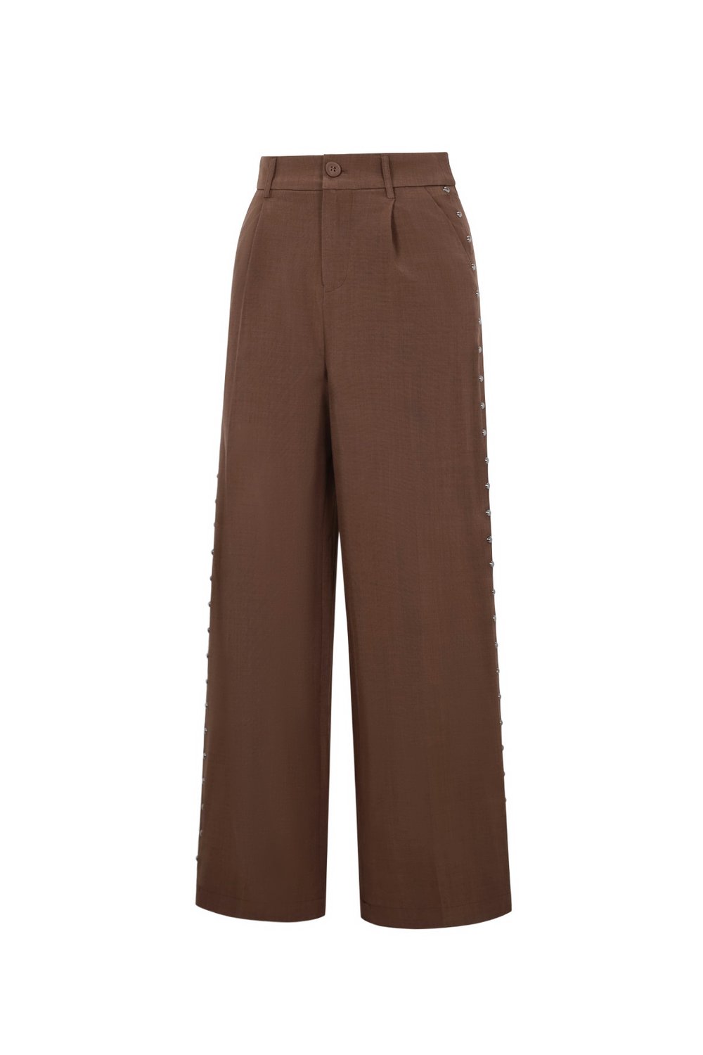 Woven Polyester Fiber Women's Wide Leg Pants Elegant Solid Color Fall/Winter h5Picture2