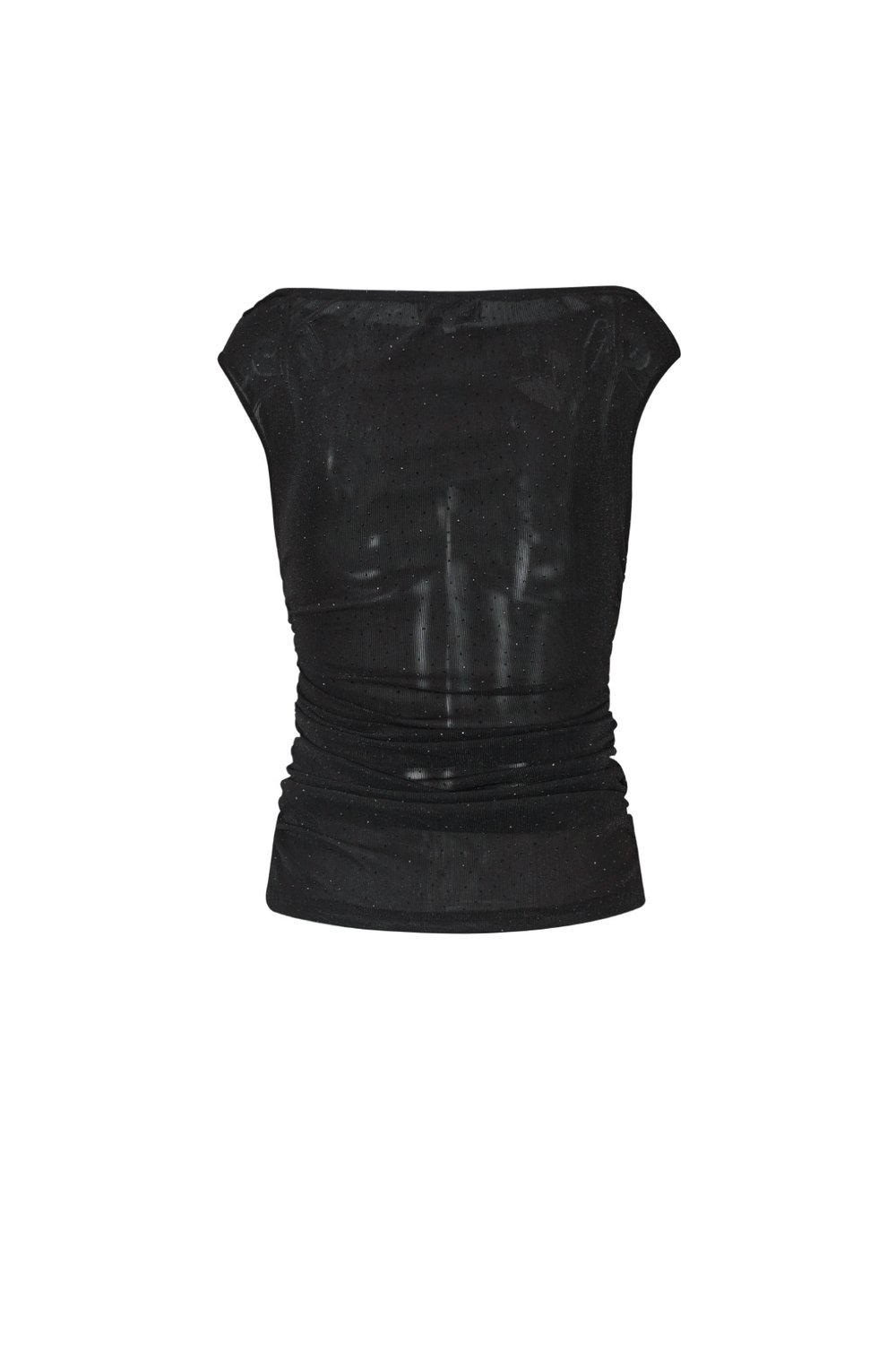 Woven Polyester Fiber Women's Sleeveless Top Sexy Sheer Solid Color h5Picture3
