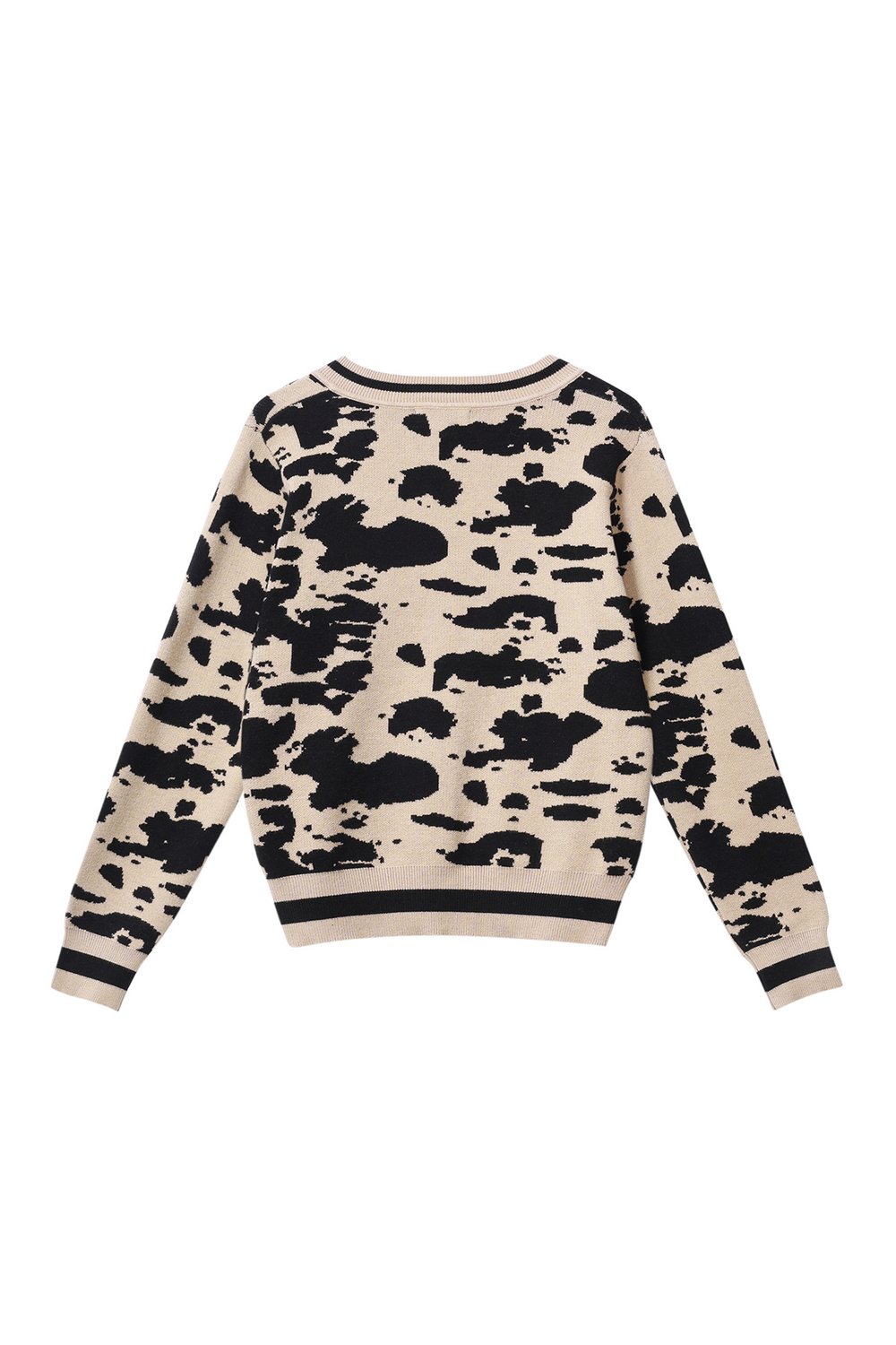 Knitted (including crochet and woolen fabrics) Leopard Print Women's V-Neck Sweater Fall/Winter Casual h5Picture2