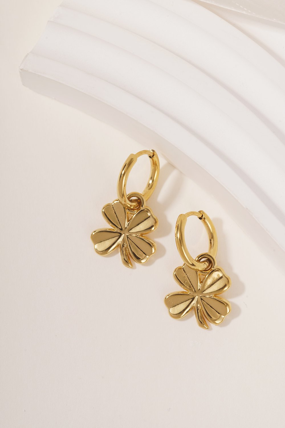Earrings basic four-leaf clover - Gold Color Stainless Steel Picture2