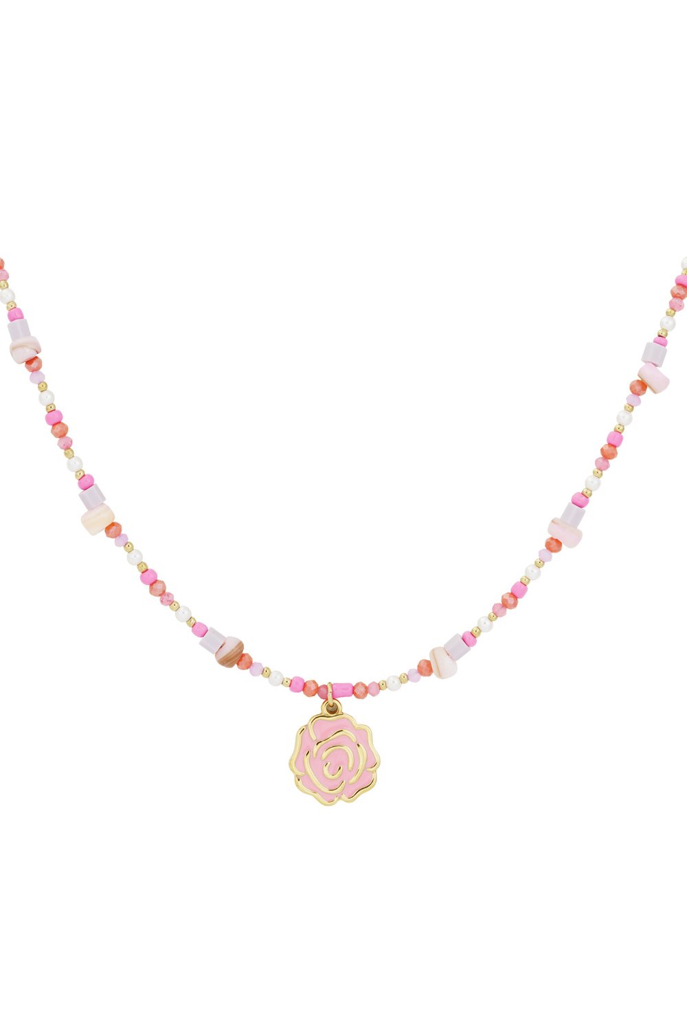 Collana di perline rosa - Colore rosa e oro