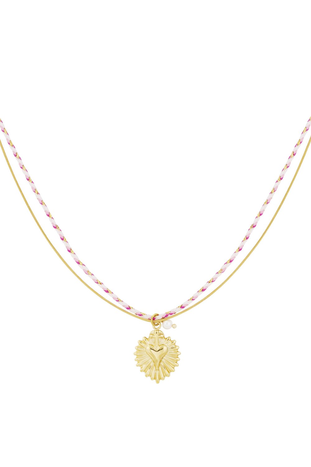Collana battito cardiaco colorato - Colore rosa e oro