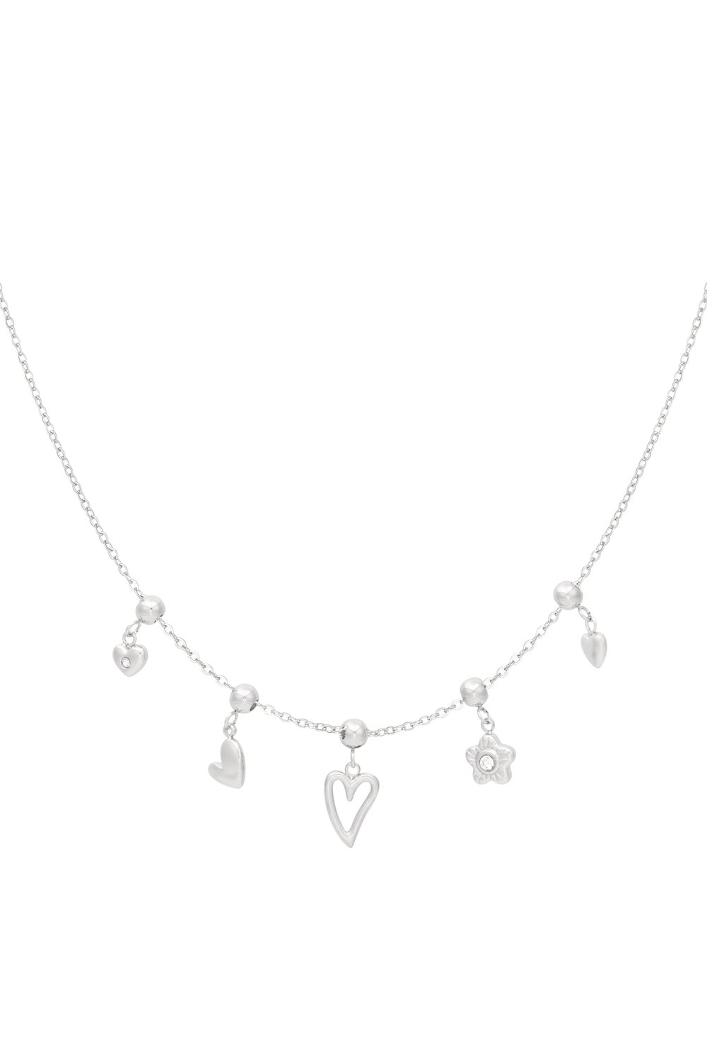charm necklace flowers and hearts 