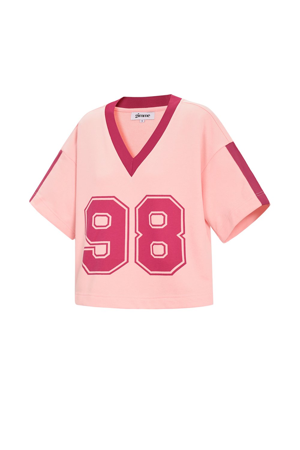 Knitted Cotton Women's V-Neck T-Shirt Sporty Color Clash Picture2