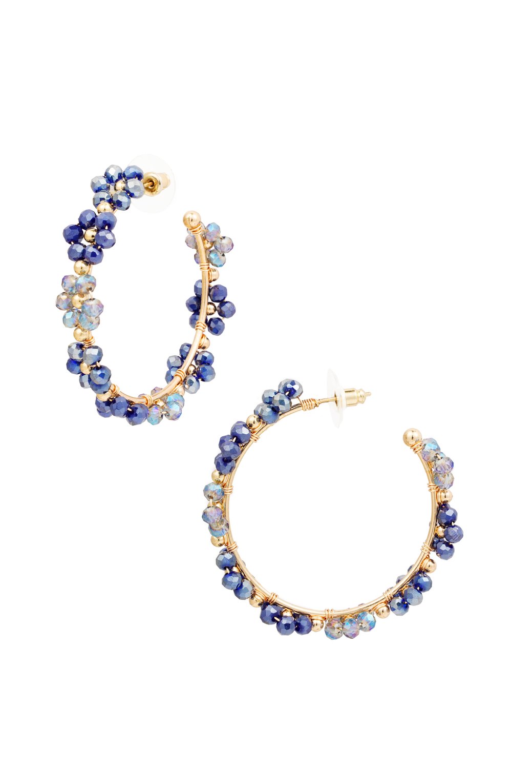 Earrings flowers large - salmon/purple Metal