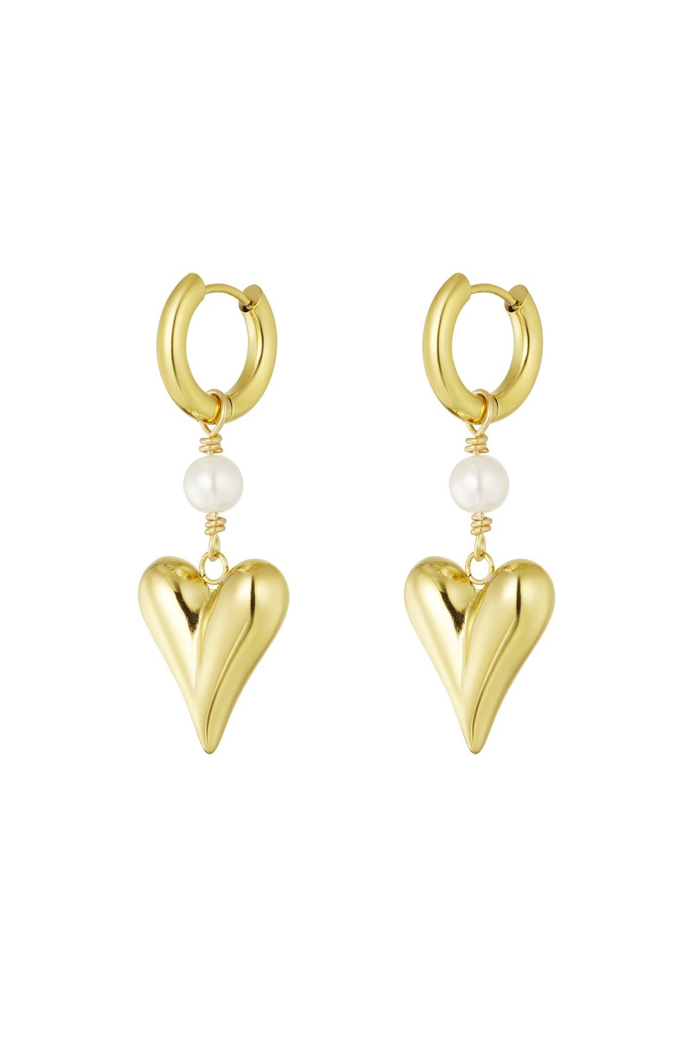 earring with pearl and heart pendant 