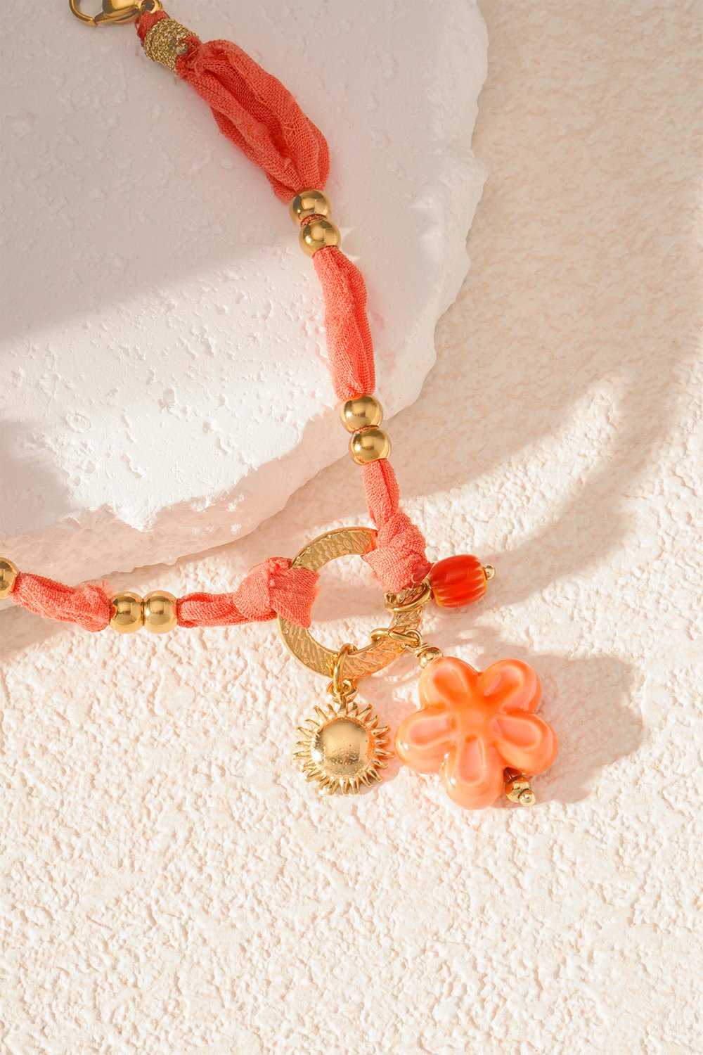 Bracelet fleuri ensoleillé - Couleur orange et or h5Image4