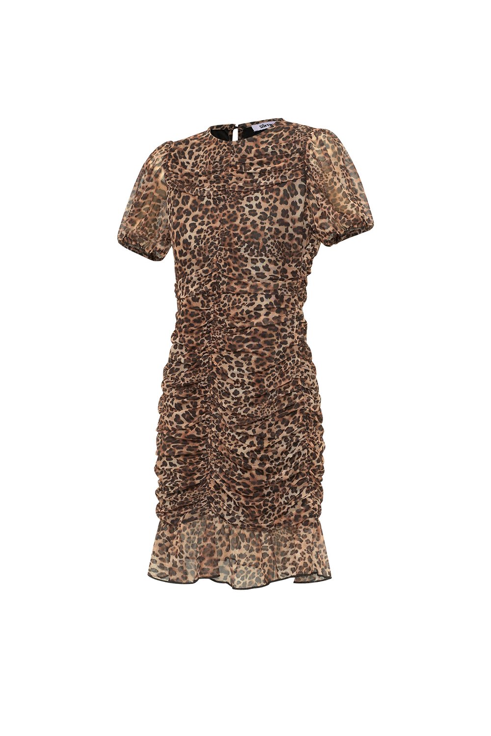 Woven Polyester Mini Dress Elegant Leopard Print Ruffle Edge Picture2