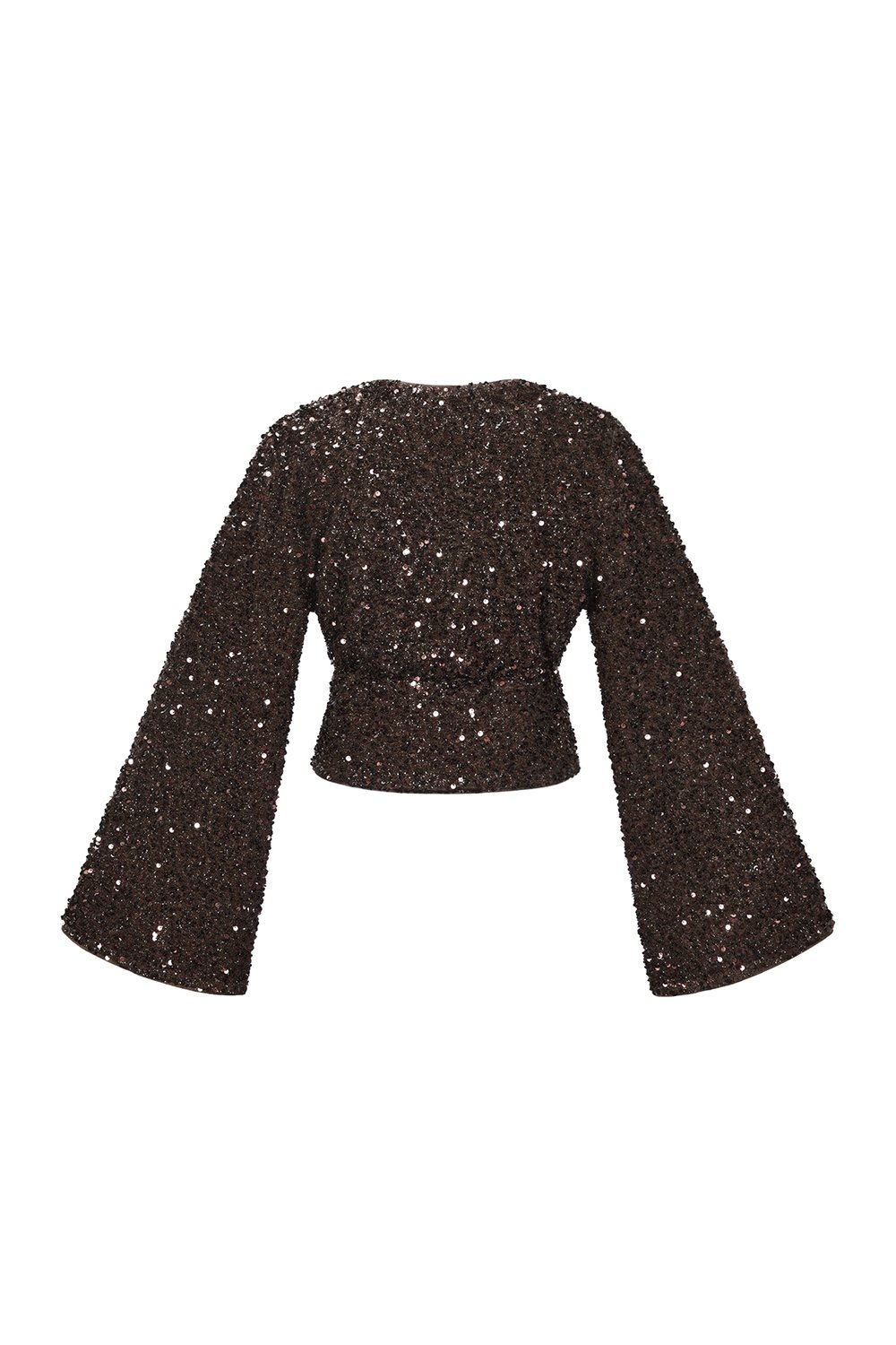 Tejido de Fibra de Poliéster Mujer Tops de Manga Larga Conjunto de 2 Piezas Lentejuelas Imagen3