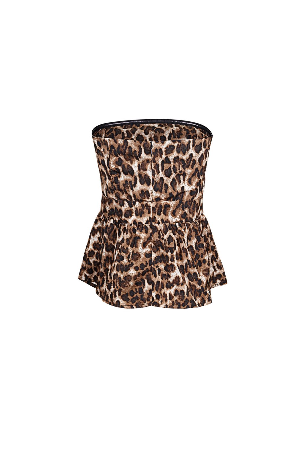 Polyester Women's Strapless Top Leopard Print Peplum Design Picture5
