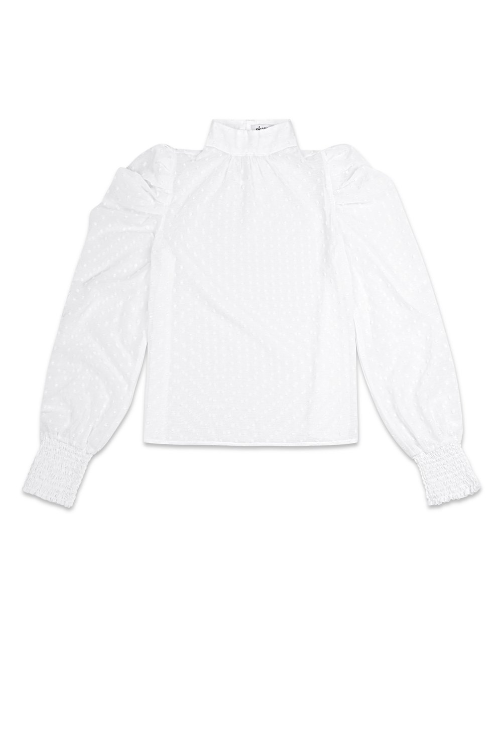 Polyester Femme Haut Manches Longues Puff Sleeve Col Montant