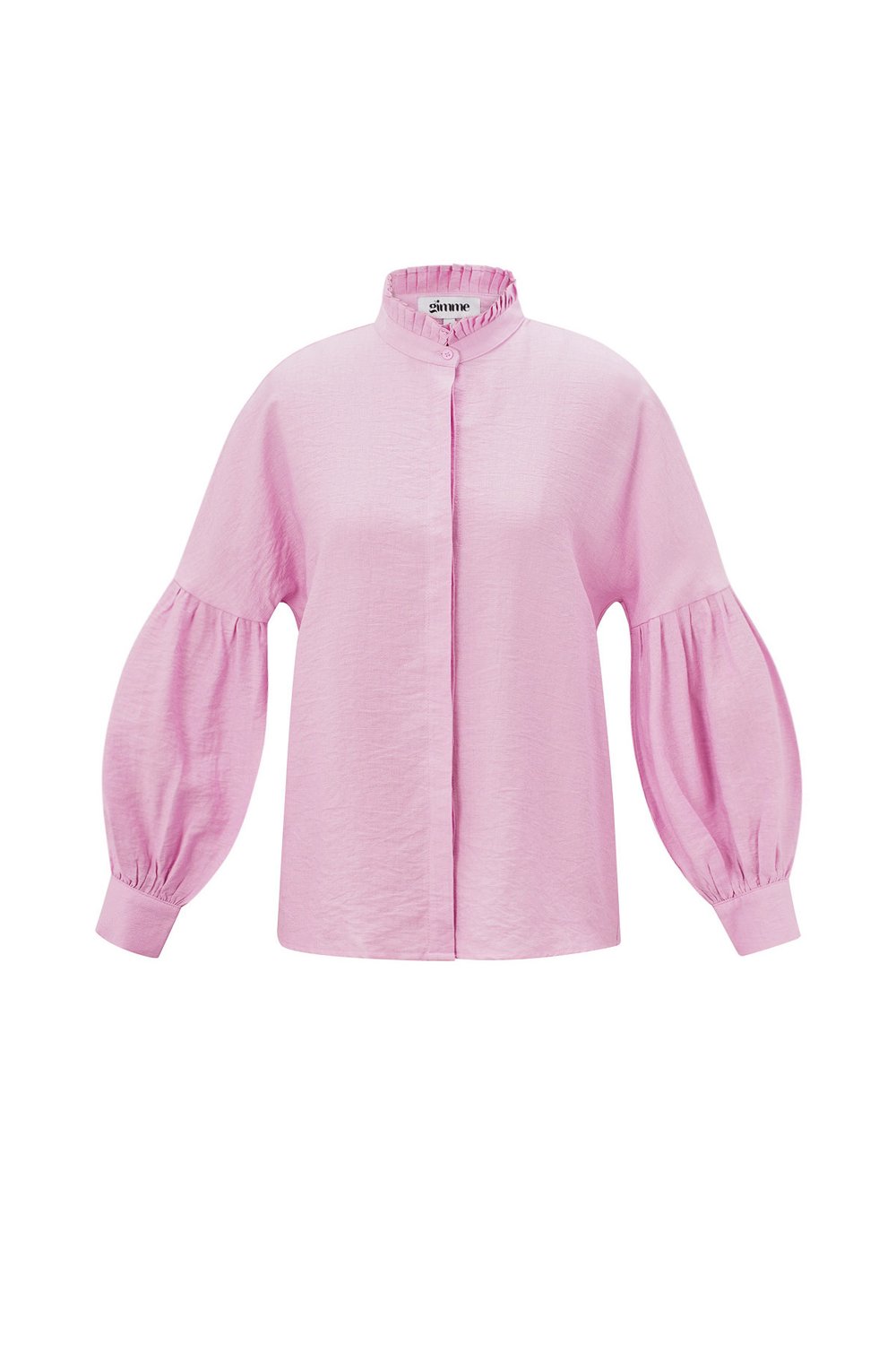 Viscose Women's Blouse Puff Sleeve High Neck