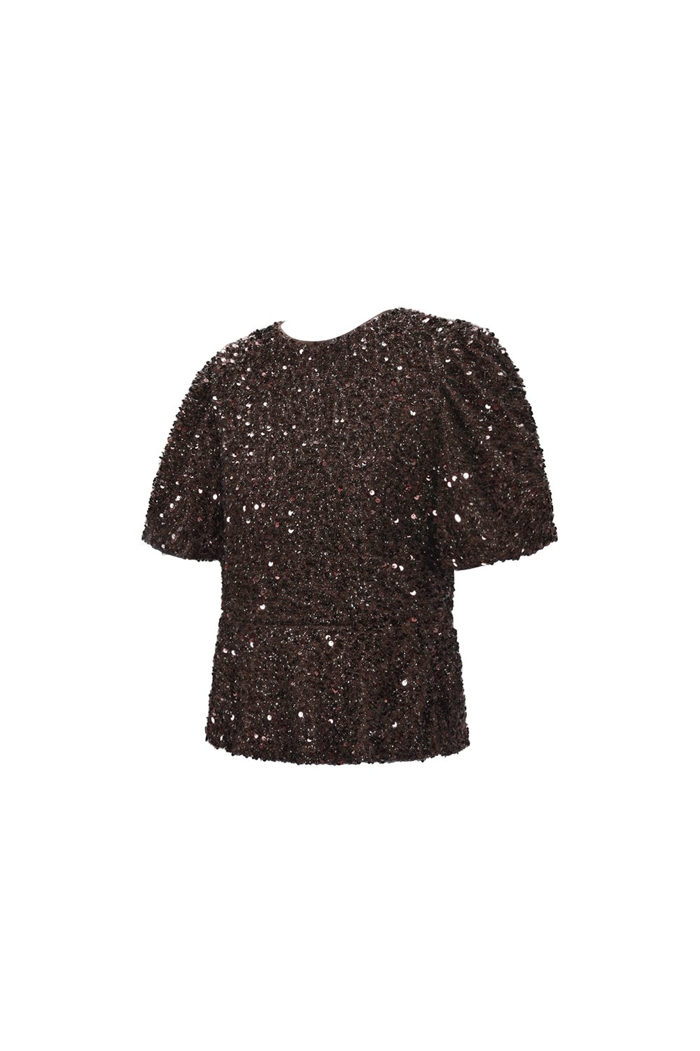 Woven Polyester Fiber Women's Short Sleeve Tops Elegant Sequins h5Picture2