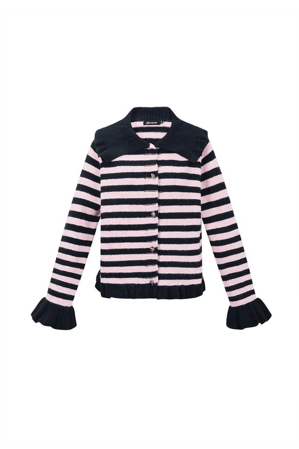 Knitted Polyester Fiber Women's Cardigan Casual Stripes