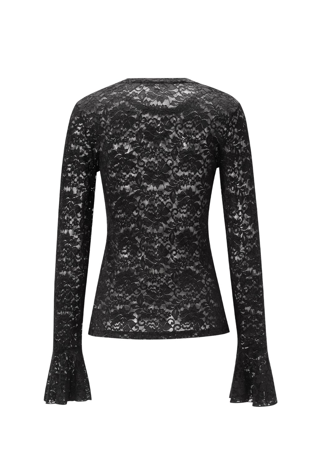 Örme Poliester Uzun Kollu Üstler Şık Dantel Panel h5Resim3