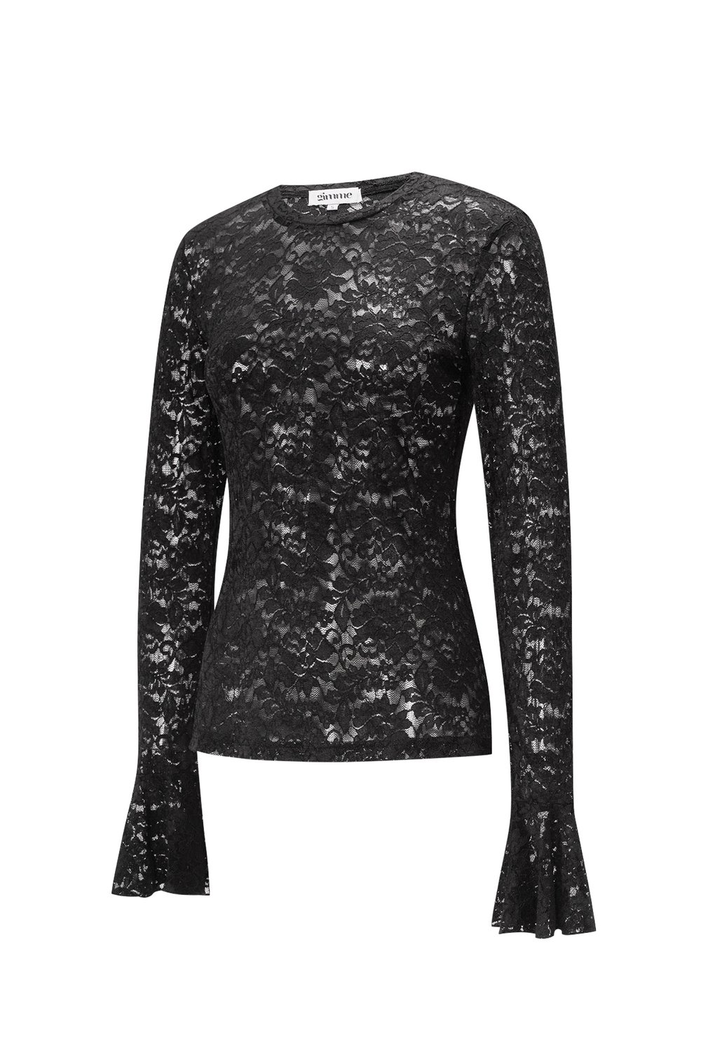 Örme Poliester Uzun Kollu Üstler Şık Dantel Panel h5Resim2