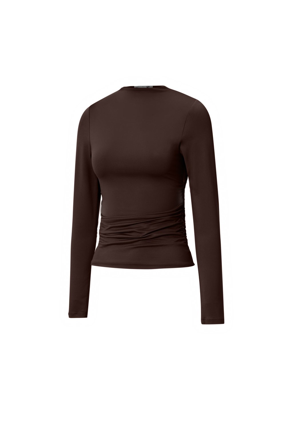 Camisa de Manga Larga para Mujer de Nylon Tejido Básica Color Sólido Imagen2