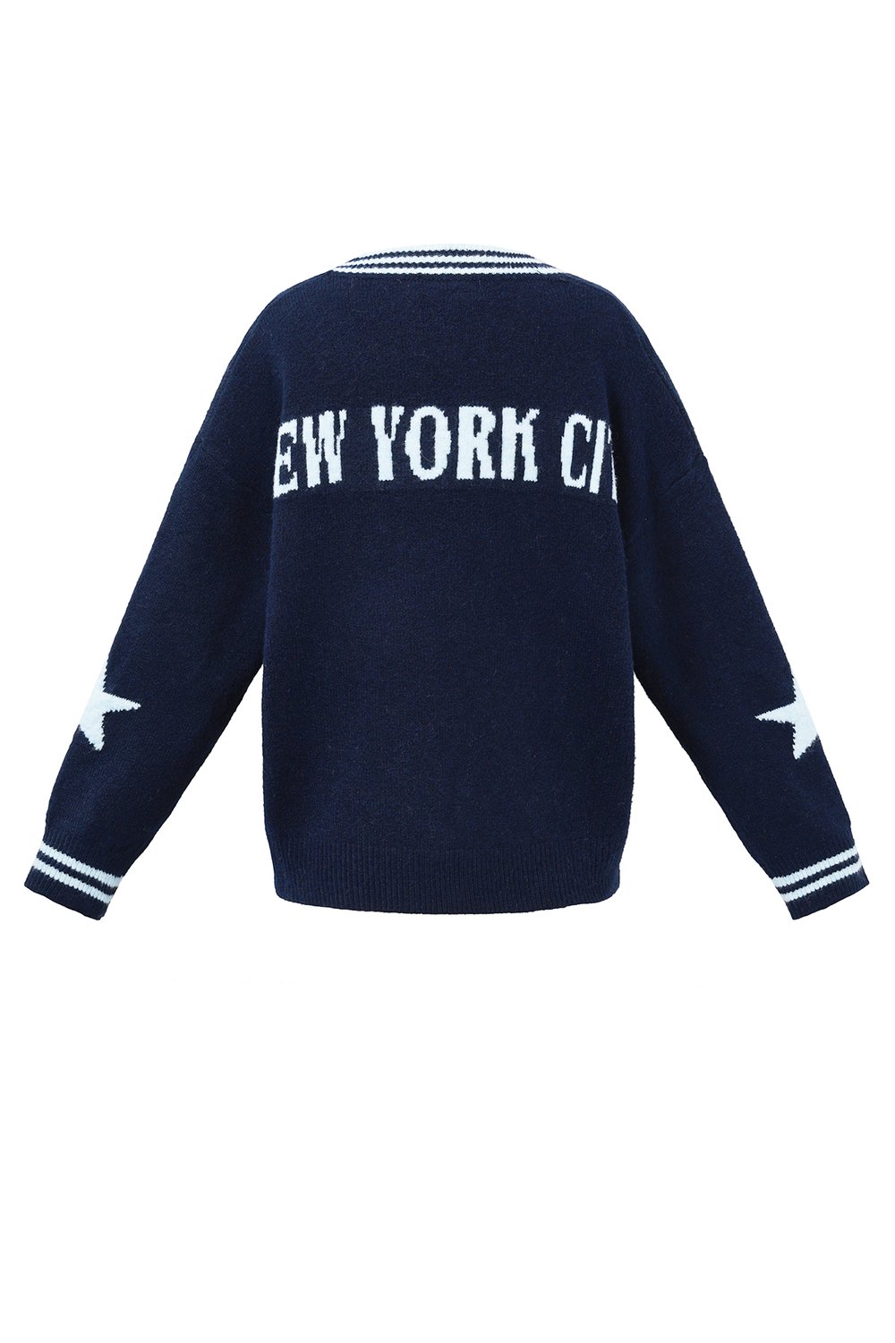 Knitted Polyester Fiber Women's V-Neck Sweater Casual Color Clash h5Picture3