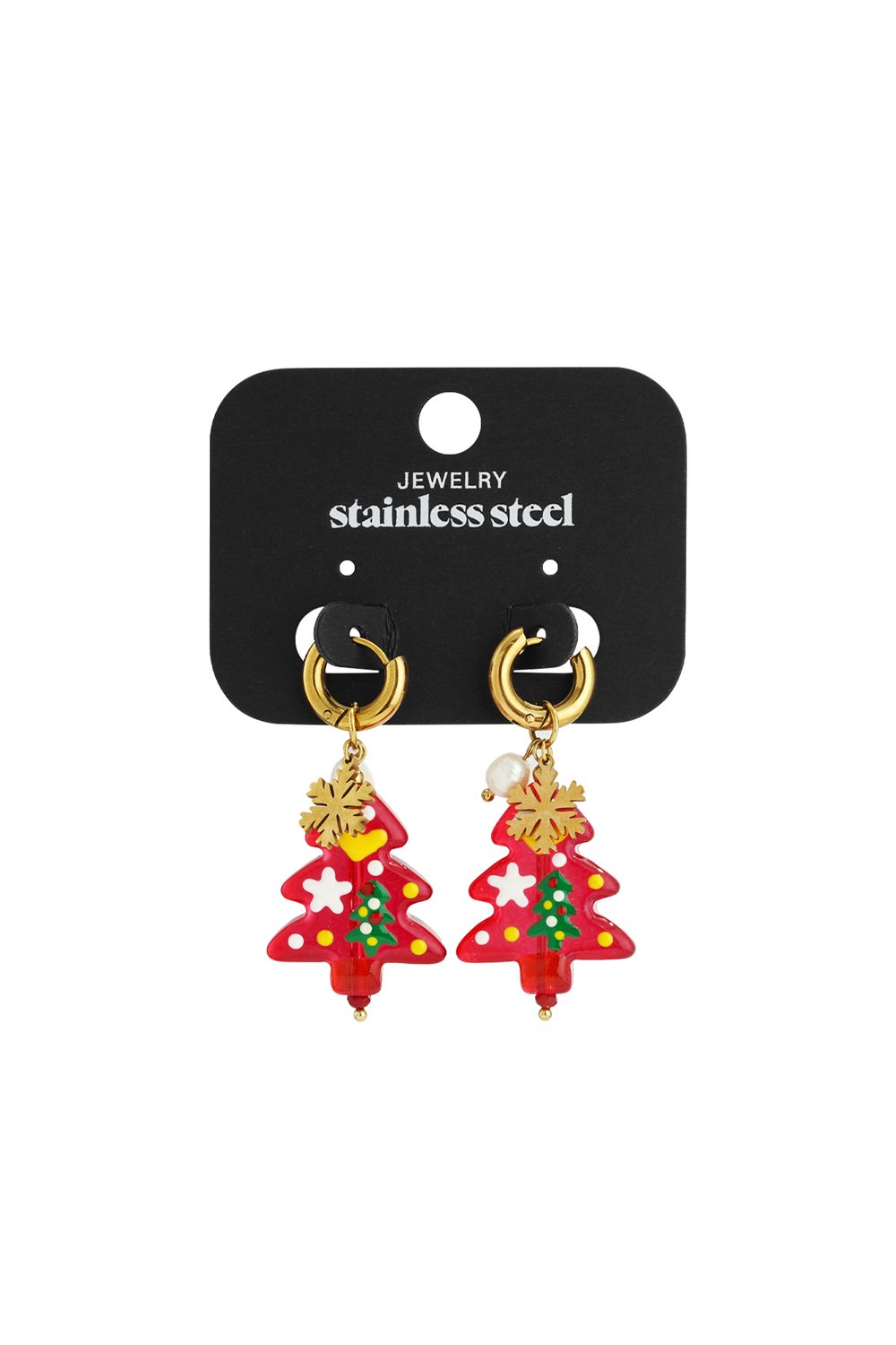 Orecchini pendenti in acciaio inossidabile, stile casual natalizio, semplici, da donna h5Immagine5