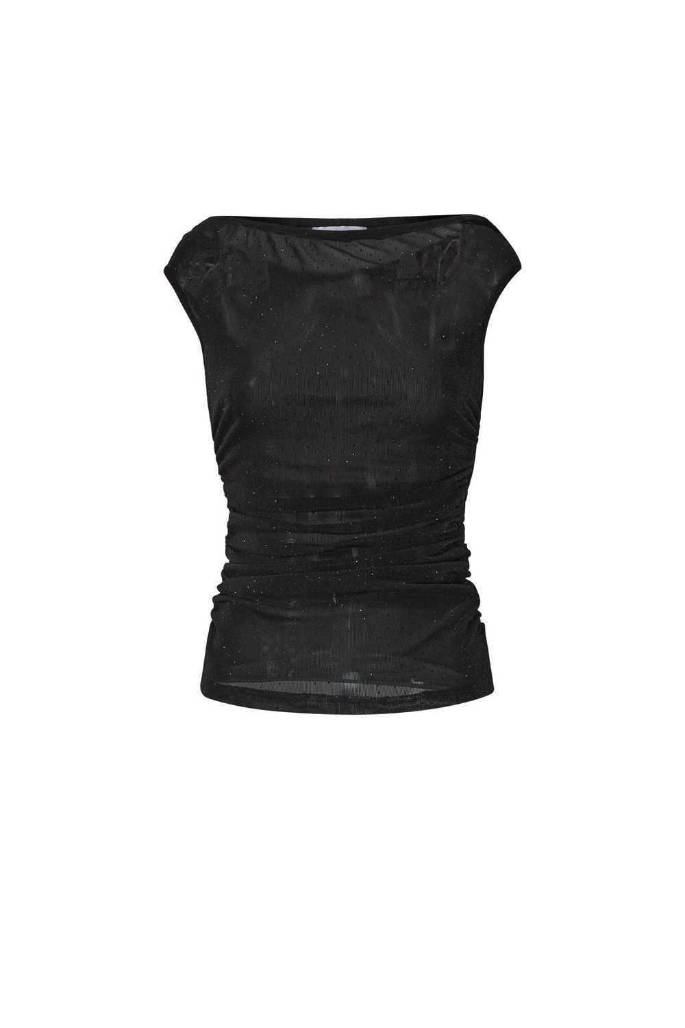 Woven Polyester Fiber Women's Sleeveless Top Sexy Sheer Solid Color