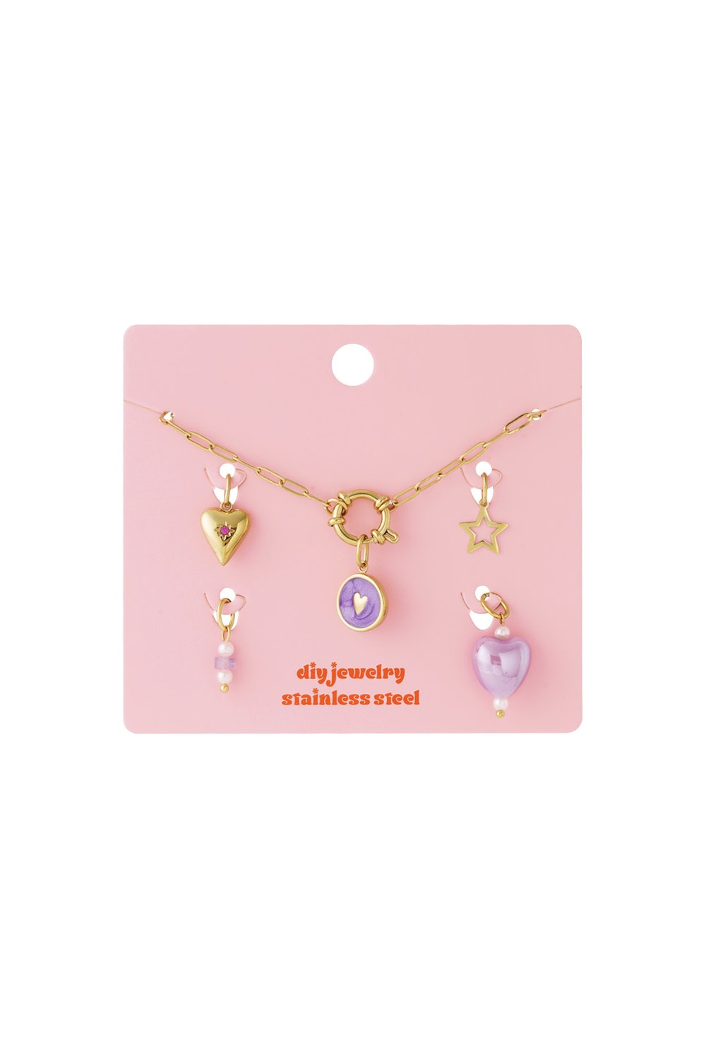 Collier DIY en forme de cœur violet h5Image3