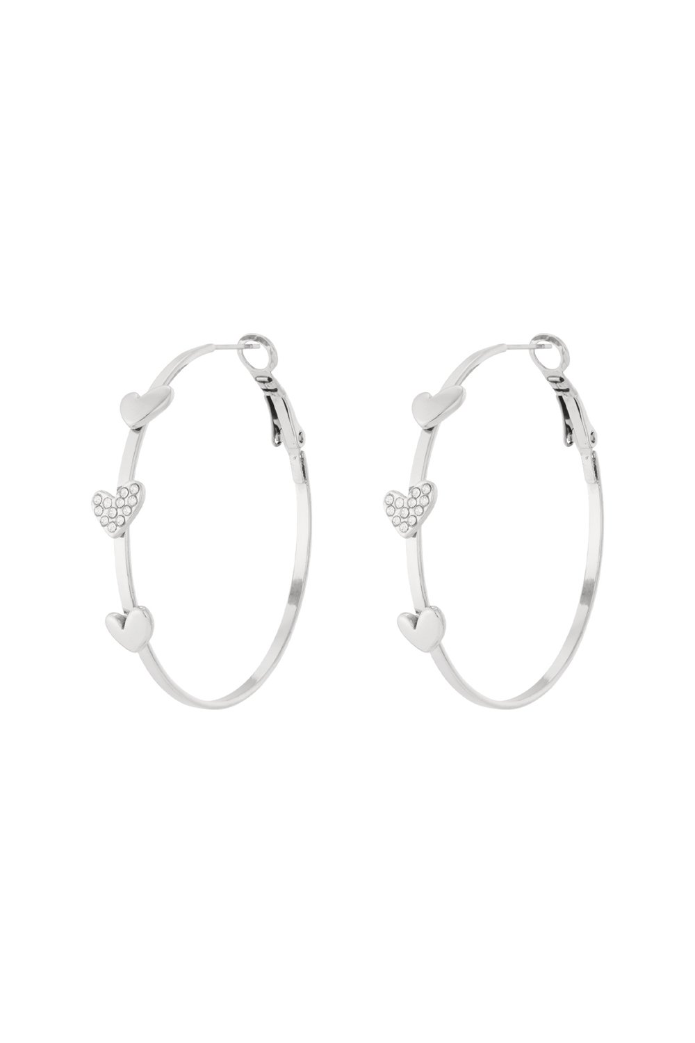 Lovely hoop earrings with 3 hearts h5Picture3