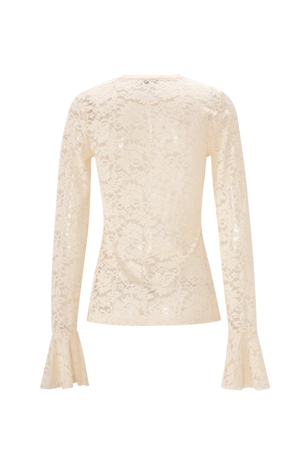 Woven Polyester Long Sleeve Tops Elegant Lace Panel Picture3