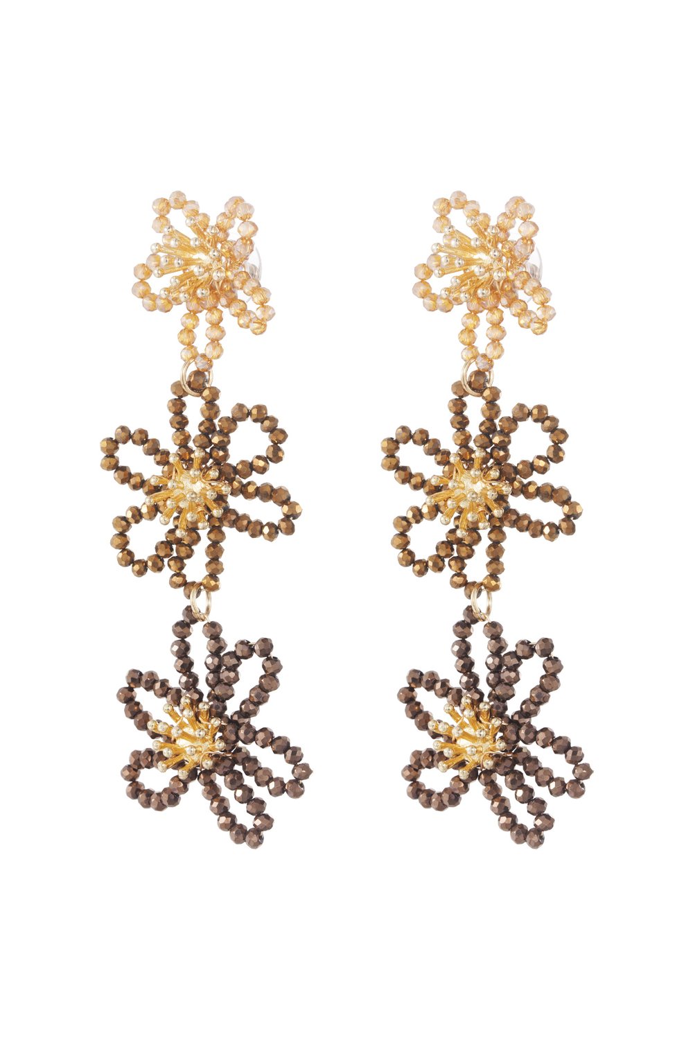 Flower party statement earrings - orange/purple 