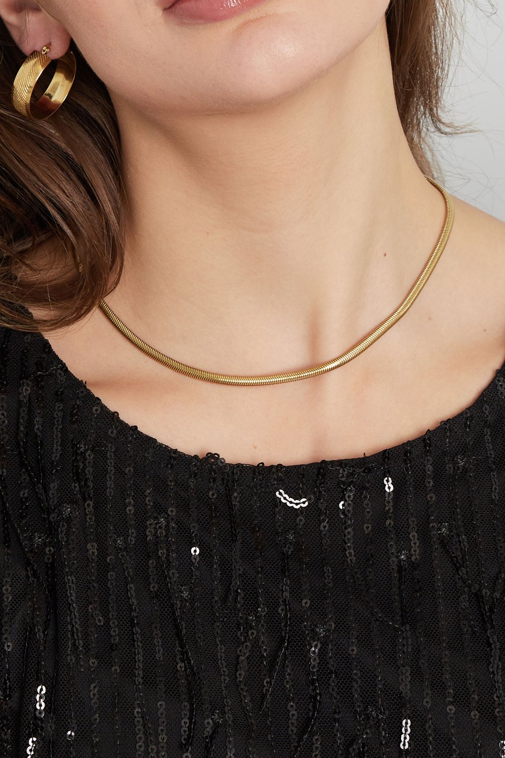 necklace flat with print - Gold color-4.0mm Picture7