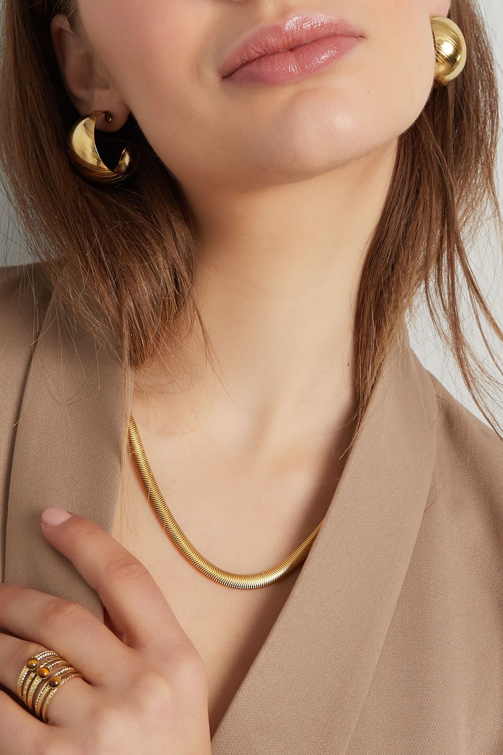 Catena unisex piatta con struttura - Colore oro-6.0MM Immagine3