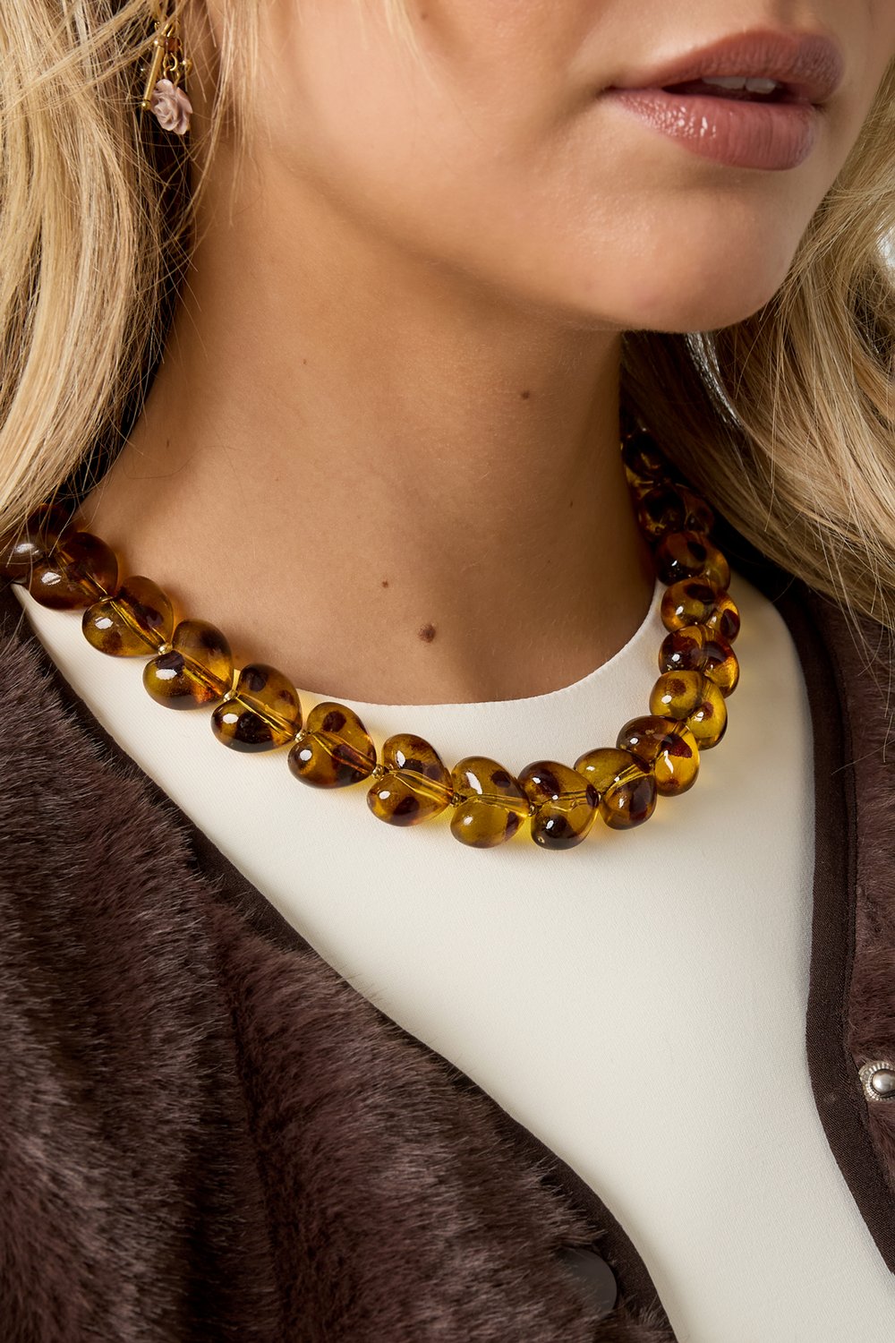 Collane con perline in acrilico, stampa leopardata, retrò, serie classica quotidiana, gioielli da donna h5Immagine3