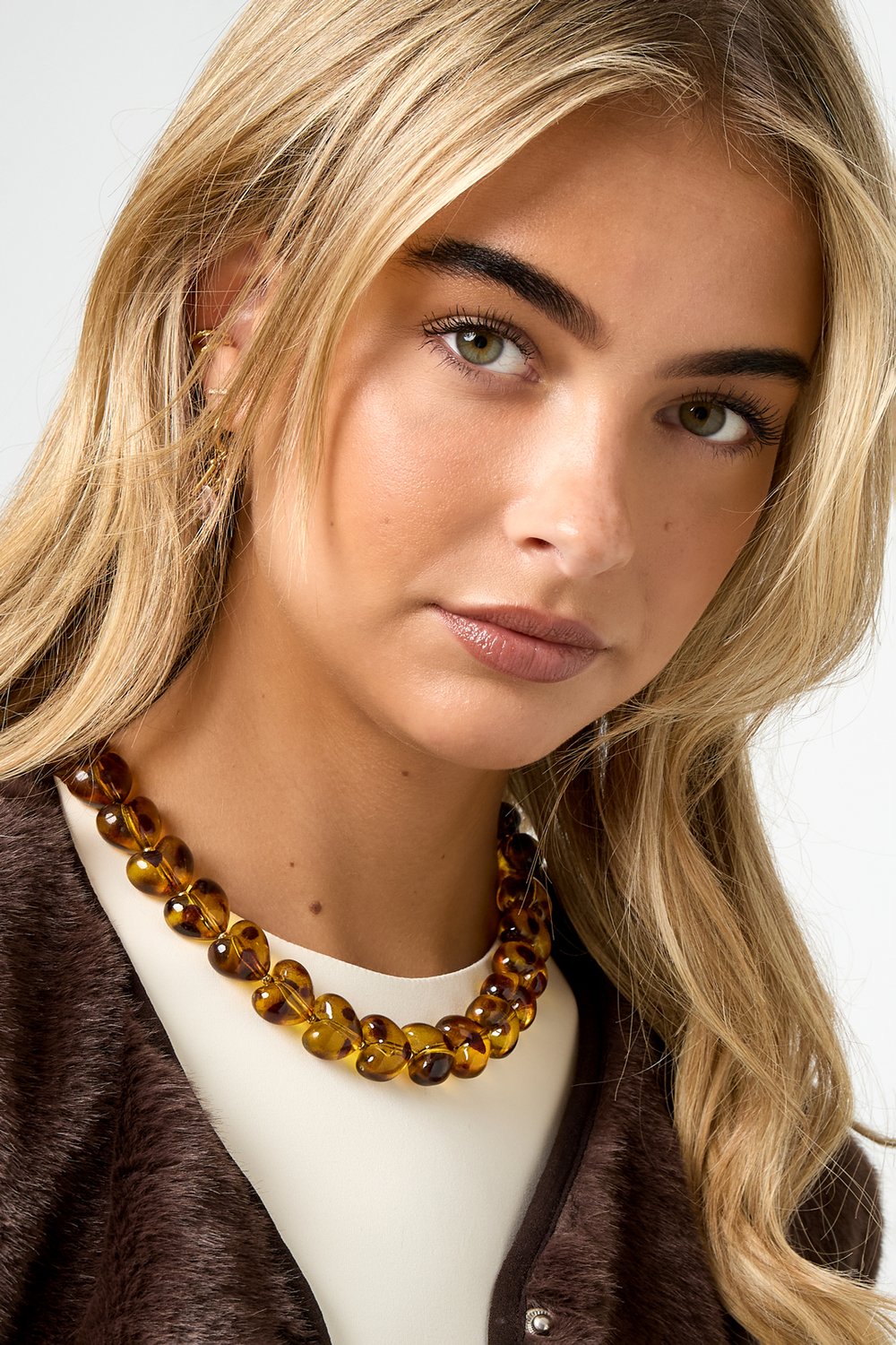 Collane con perline in acrilico, stampa leopardata, retrò, serie classica quotidiana, gioielli da donna h5Immagine2