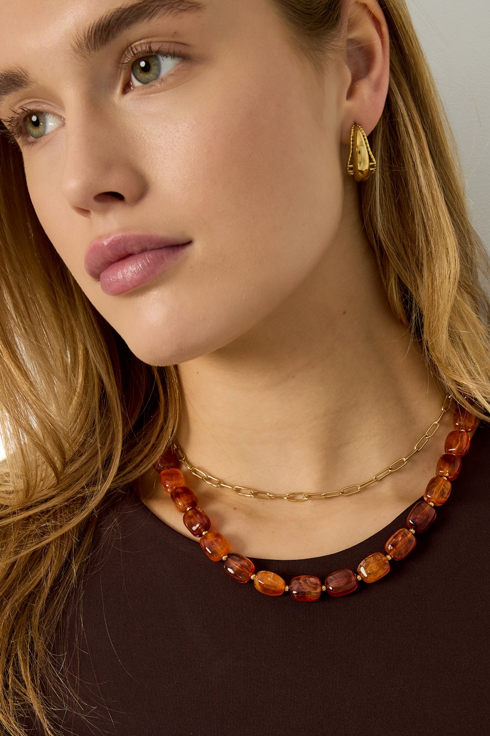 Collane con perline in acrilico, perline, serie classica retrò quotidiana, gioielli da donna h5Immagine3