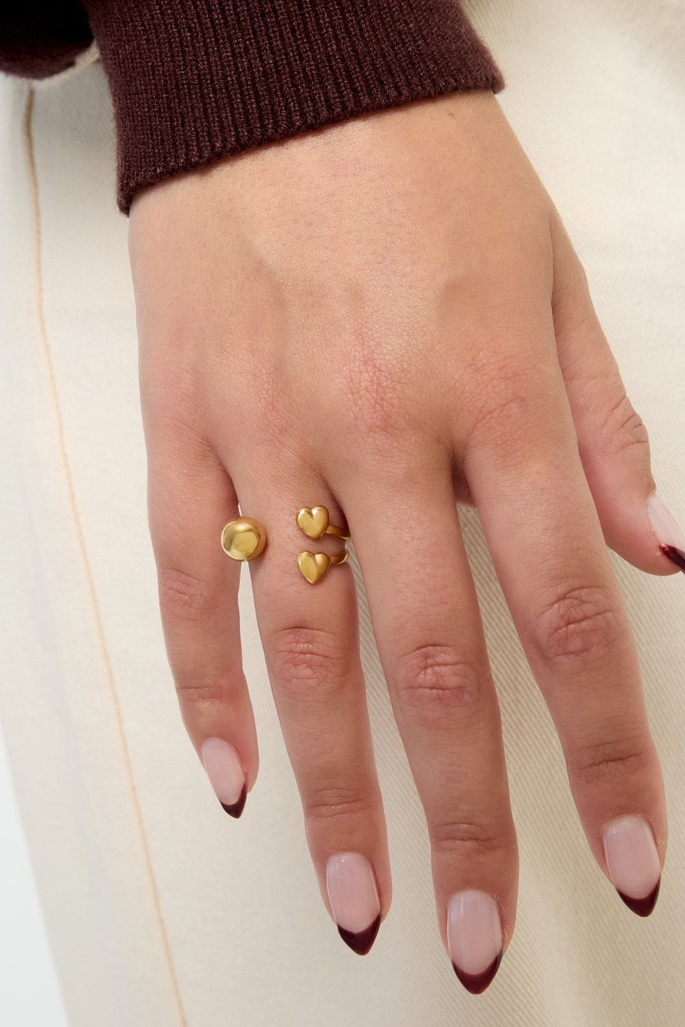 Anelli minimalisti in acciaio inossidabile a forma di cuore, casual, quotidiani, semplici, gioielli da donna h5Immagine2