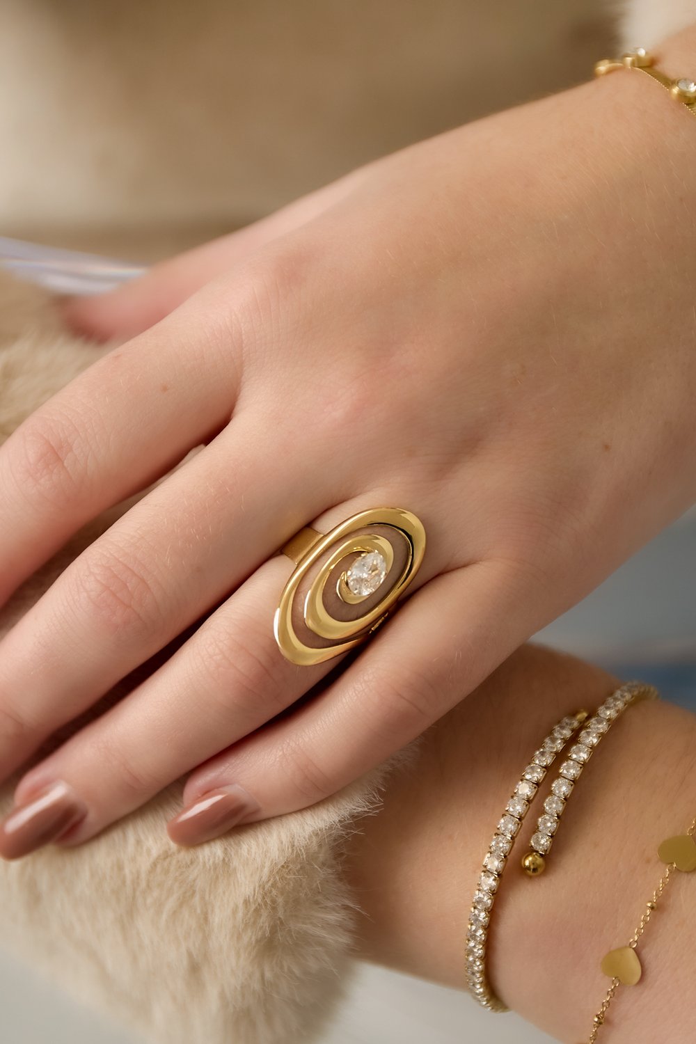 Edelstahl Edelstein Ringe Linien Daily Daily Simple Serie Damenschmuck Bild3