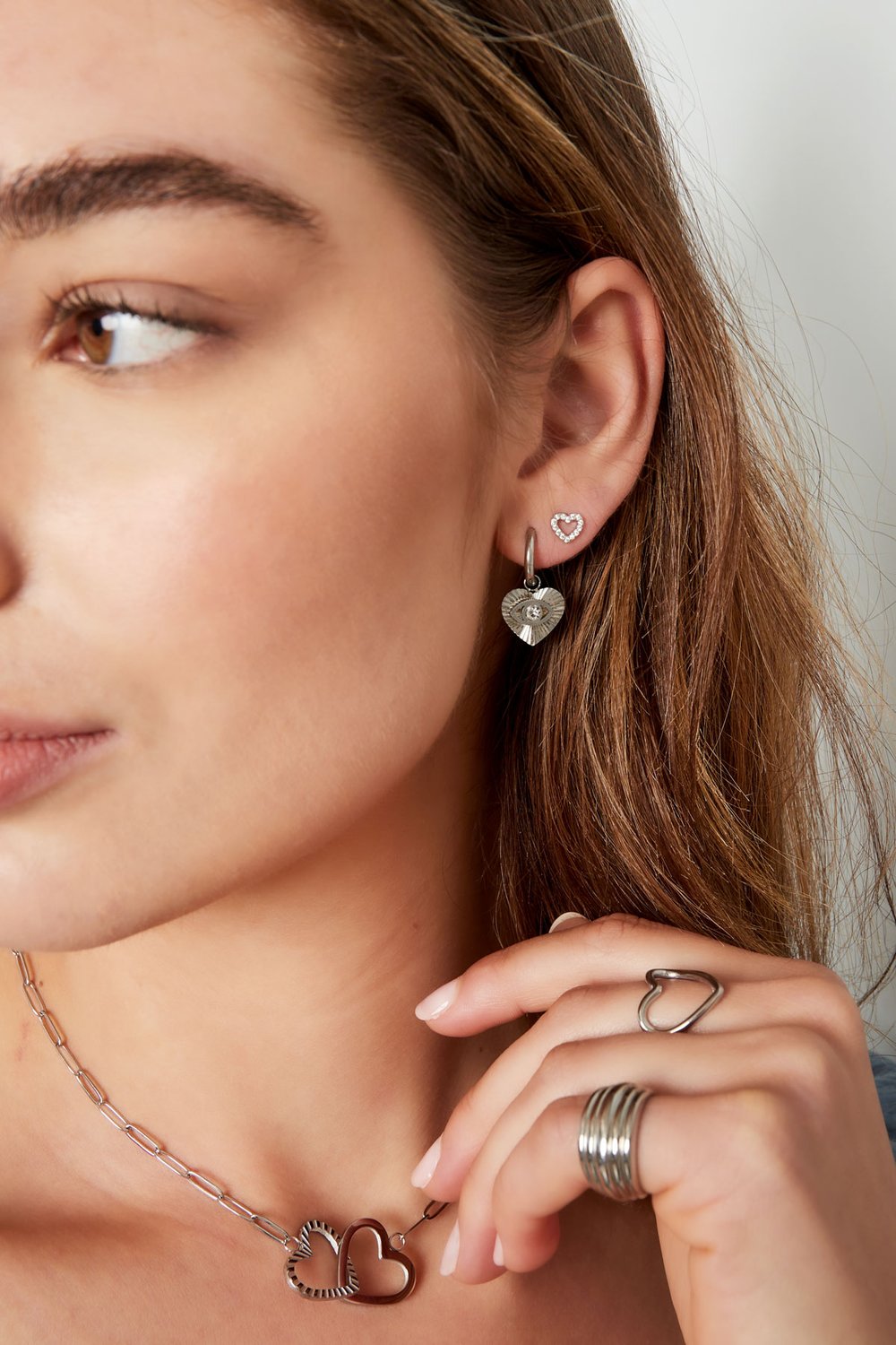 Ear stud heart - Gold Color Copper Picture2