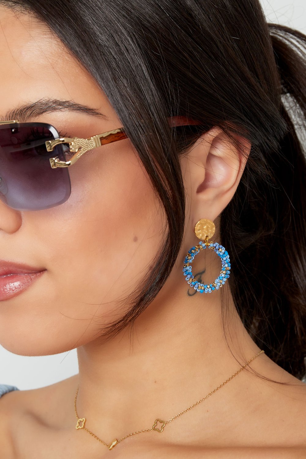 Earrings happy beads - black/Gold color Stainless Steel h5Picture3