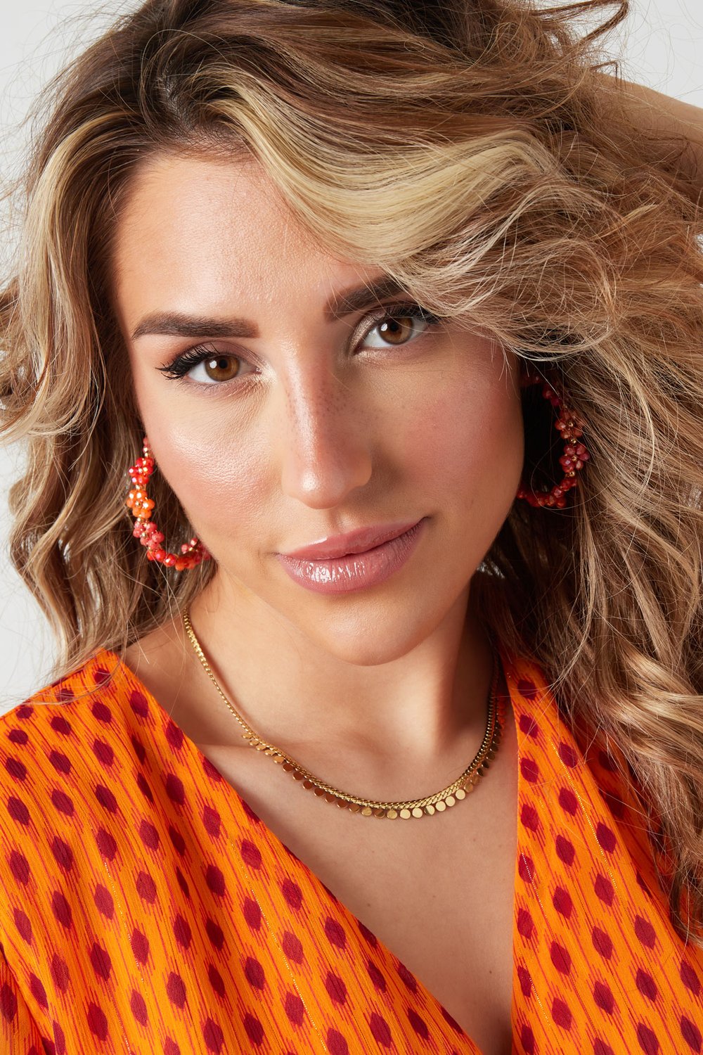 Earrings flowers large - salmon/purple Metal h5Picture2