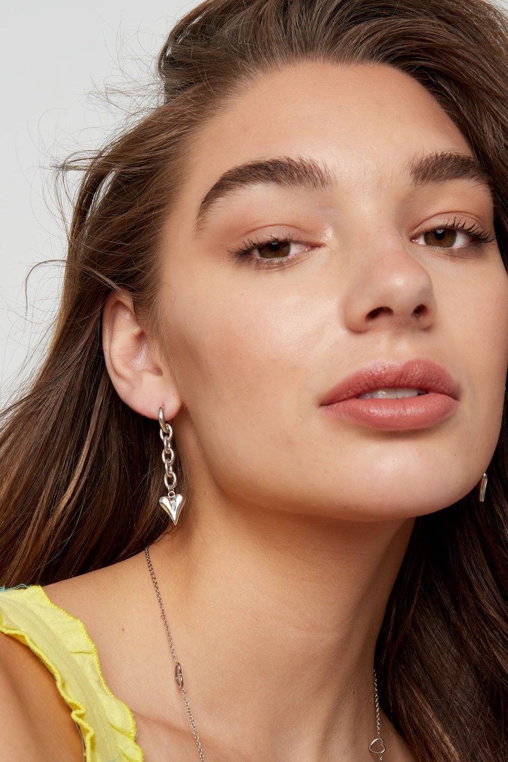 Earrings link & heart - Gold Color Stainless Steel Picture2