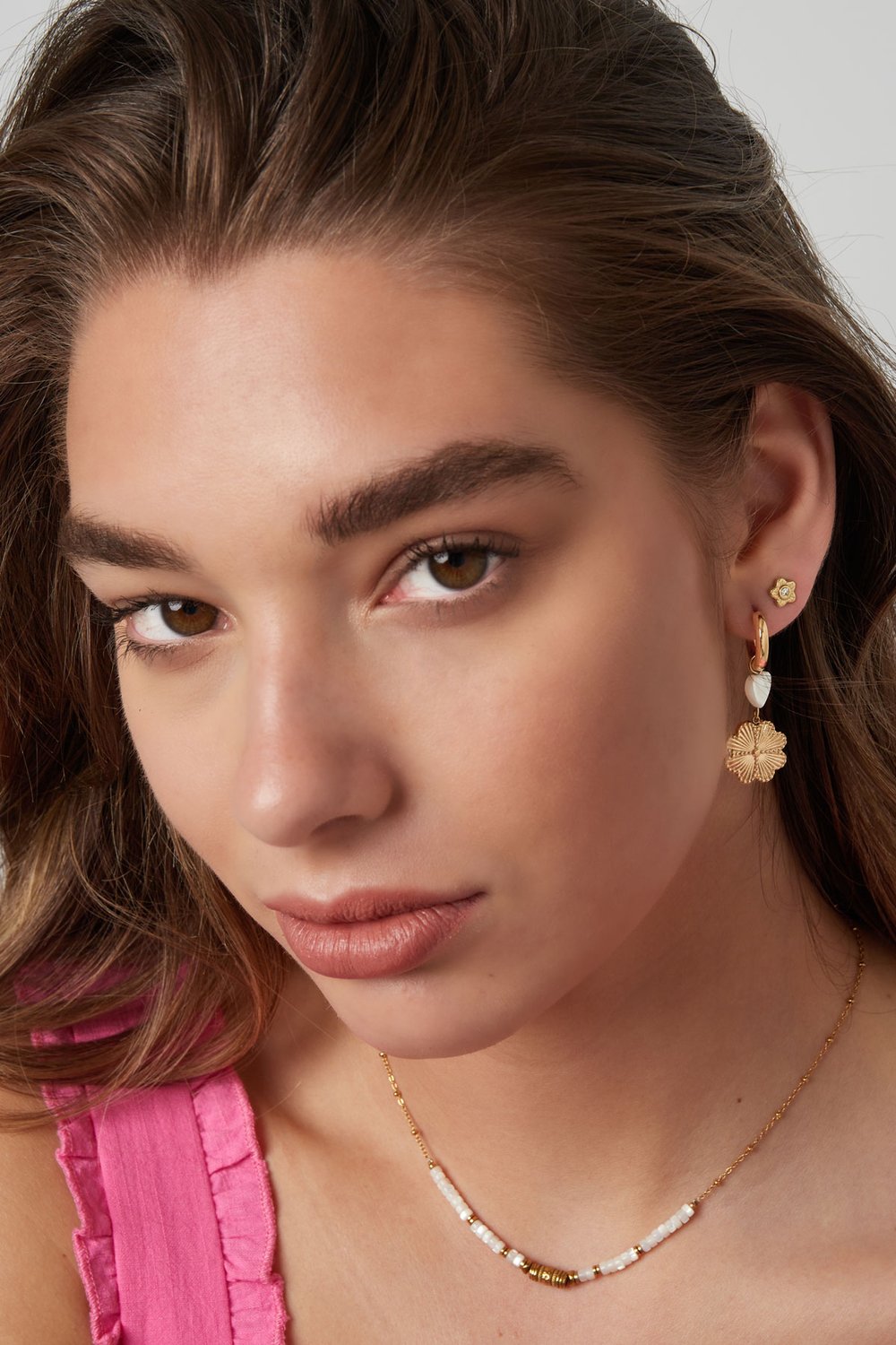 Ear studs flower - Silver Color color Picture3