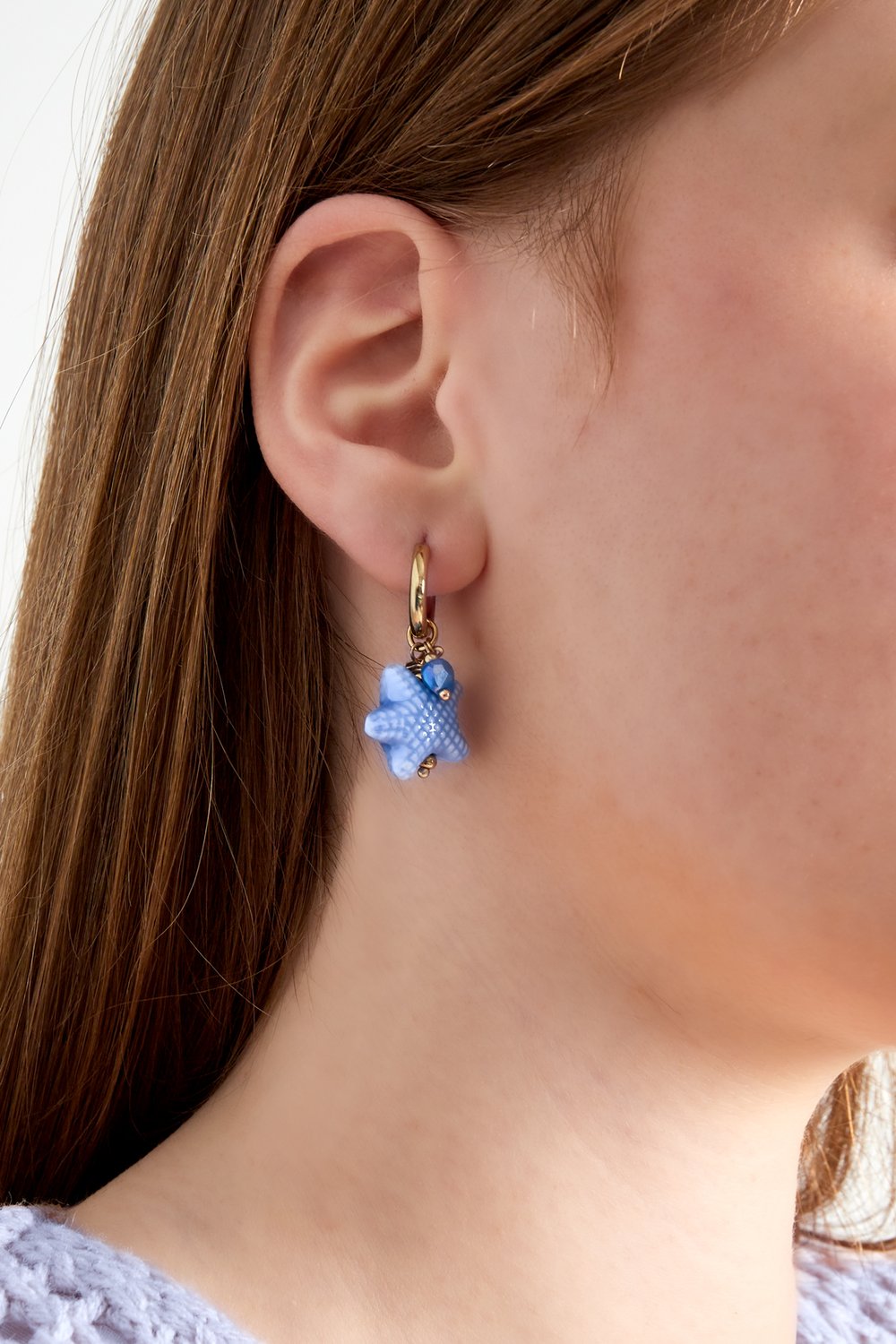 Boucles d'oreilles étoilées - Couleur bleu et or h5Image2