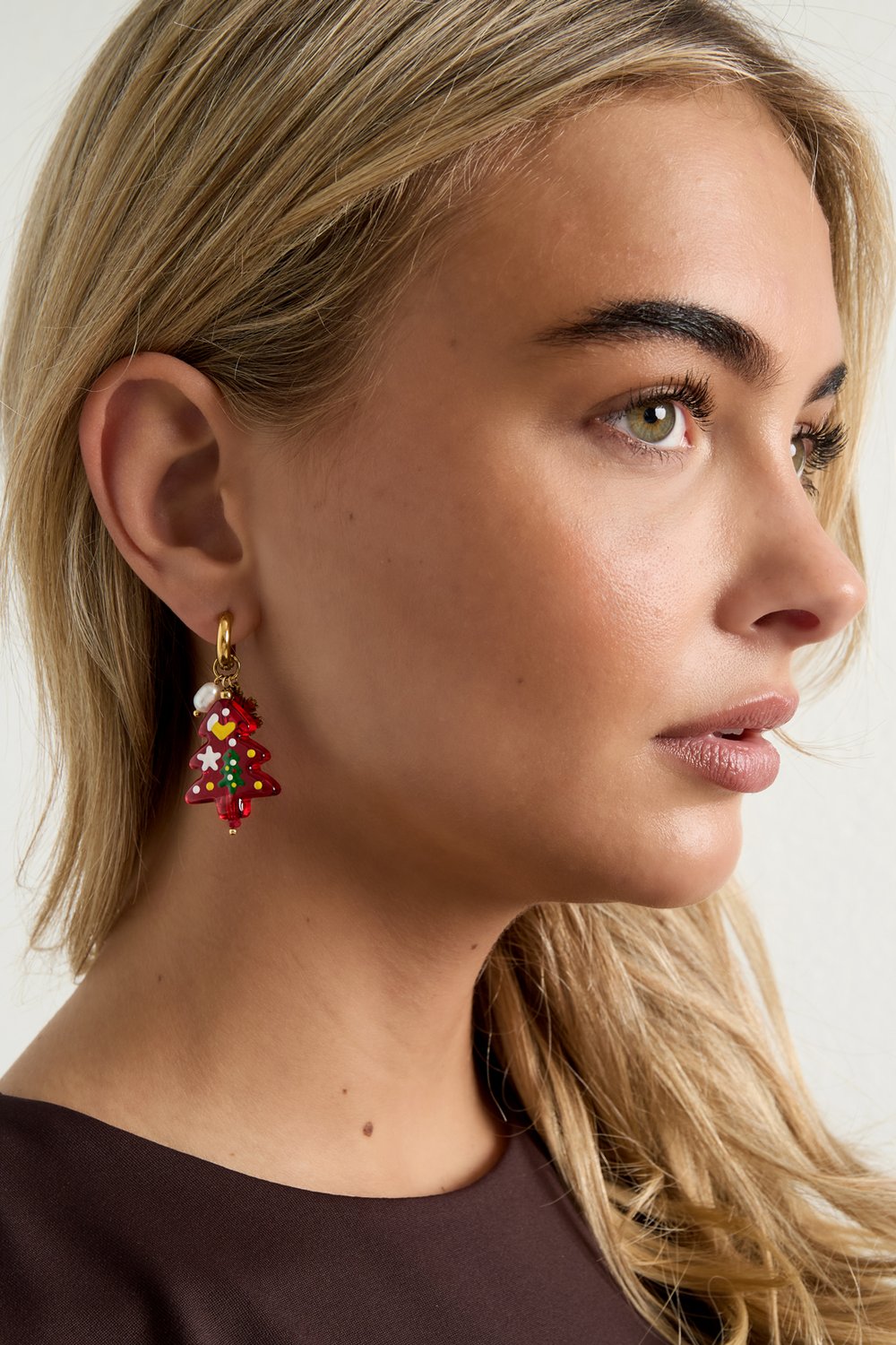 Orecchini pendenti in acciaio inossidabile, stile casual natalizio, semplici, da donna h5Immagine3